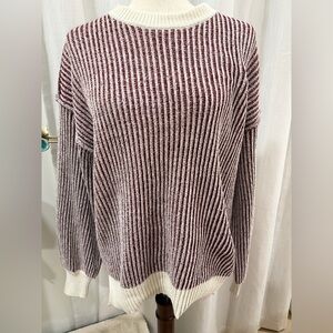 Striped Burgundy and White Women's Sweater